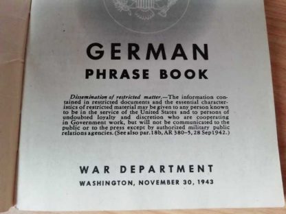 TM 30-606 daté 1943 (german phrase book)