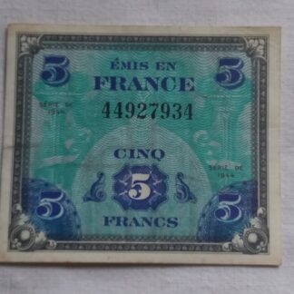 Billet US de 5 francs daté 1944