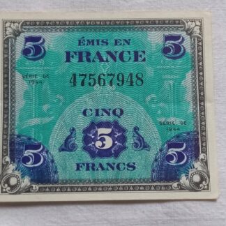 Billet US de 5 francs daté 1944