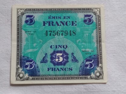 Billet US de 5 francs daté 1944