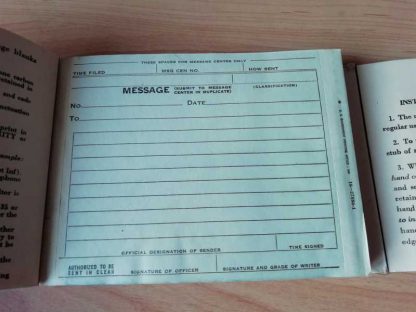 Message book M-210 daté 1942 du SIGNAL CORPS