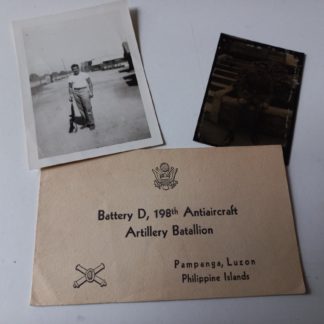 Lot de 2 photos et carte de vœux (198th Artillery Bat.)