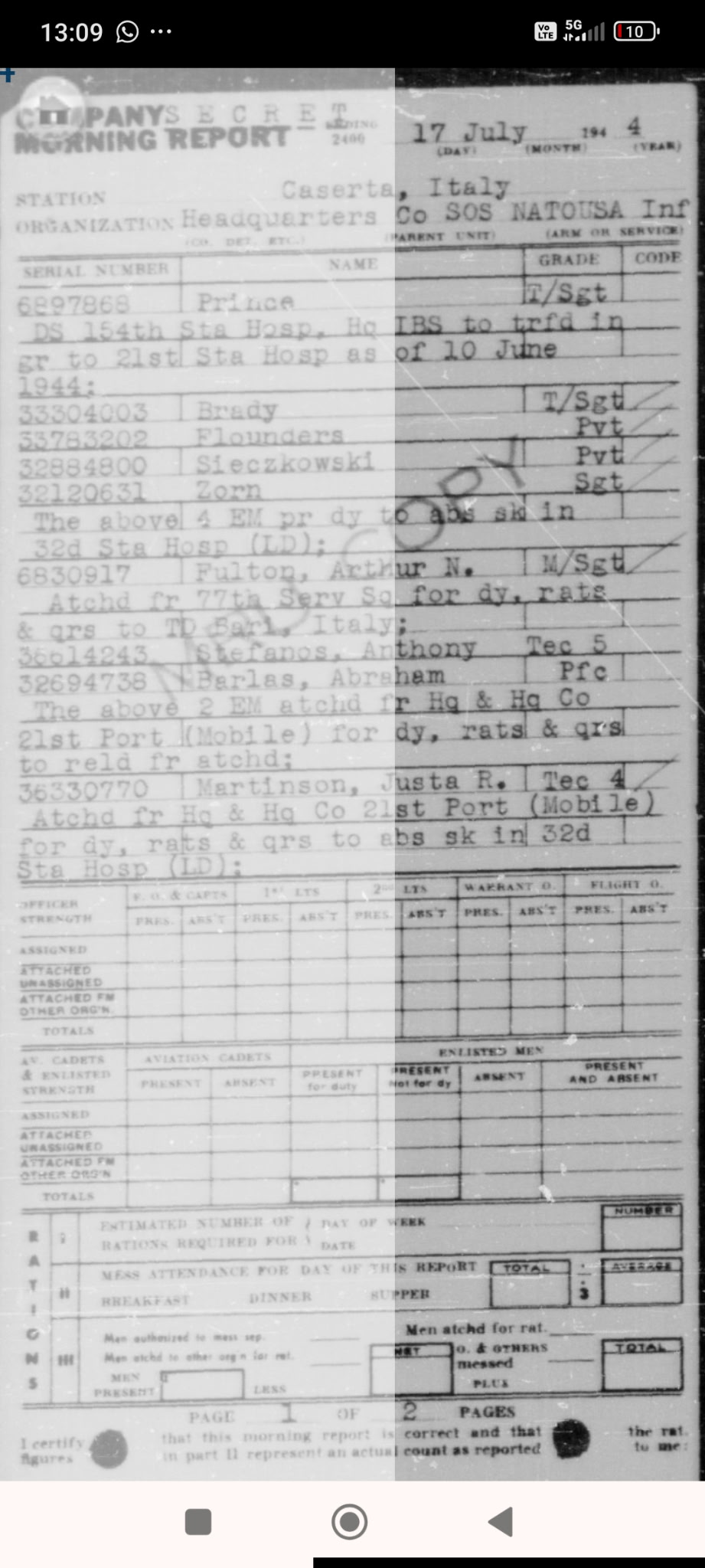 Duffel bag daté 1943 nominatif (MED. DEPT.) – Image 6