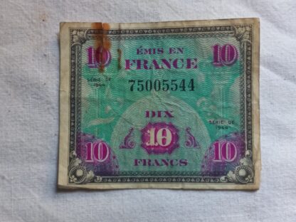 Billet US de 10 francs daté 1944
