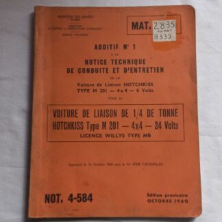 MAT 2835 daté 1960 (JEEP M201 6 et 24 Volts)