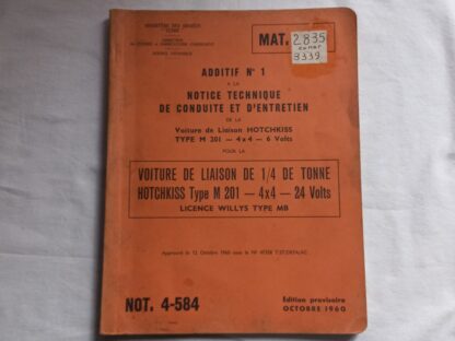 MAT 2835 daté 1960 (JEEP M201 6 et 24 Volts)