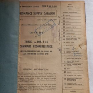 Manuel ORD 9 SNL G-503 JEEP MB et GPW daté 1945