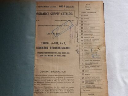 Manuel ORD 9 SNL G-503 JEEP MB et GPW daté 1945