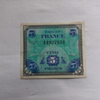 Billet US de 5 francs daté 1944