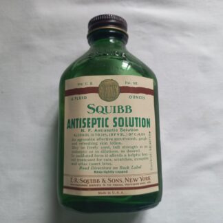 Flacon d'antiseptique SQUIBB avec son contenu original de 1945