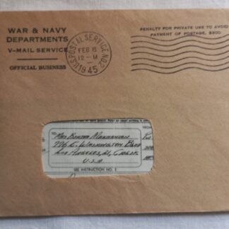 Lettre V-MAIL SERVICE datée 1945