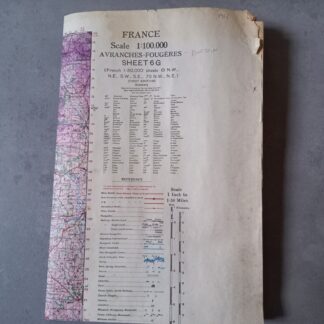 Carte originale AVRANCHES/FOUGERES/MORTAIN datée 1944 (1/100000')