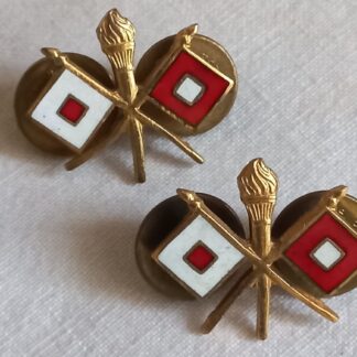 Paire d'insignes originales de col d'officier SIGNAL CORPS (A.E.CO.)