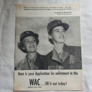 Exceptionnel fascicule d'engagement original WAC daté 1943